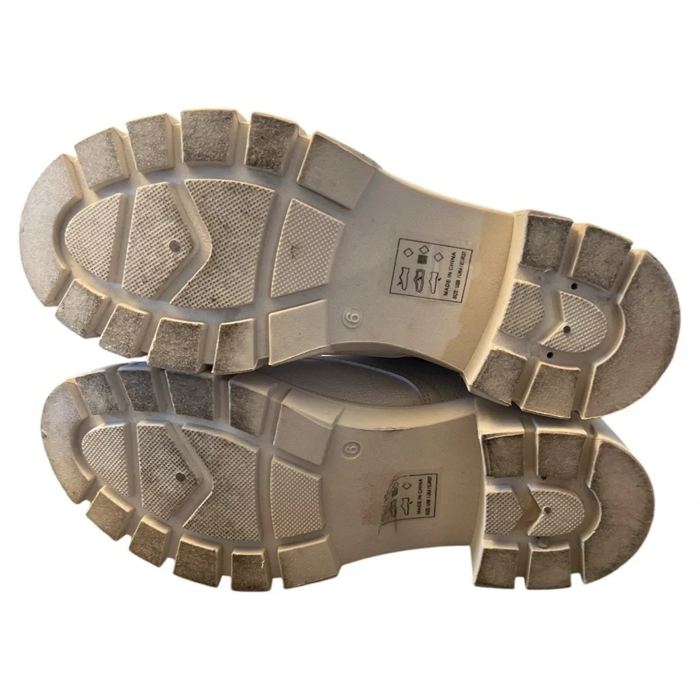 Qupid Renley Wide Heel Combat Boots cream size 6 - Picture 5 of 6